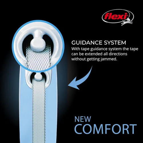 Vista 4 de FLEXI Nuevas Correas Retractiles de Cinta Cómoda para Perros Pequeños de Hasta 26 libras – 10 pies, Azul Correa para Mascotas sin Enredos