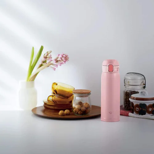 Vista 3 de Zojirushi SM-WA48-HL One-Touch - Taza de acero inoxidable, sin costura, 0,36 L, color rosa melocotón