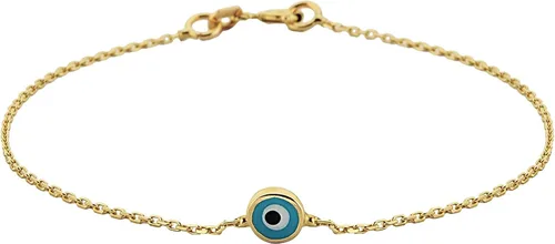Vista 2 de Pulsera de oro amarillo sólido de 14 quilates para mujer Pulsera de protección nazar turca de la suerte buena suerte delicada azul marino