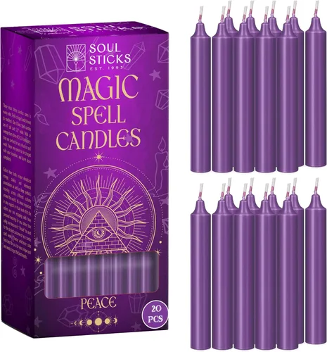 Vista 22 de SOUL STICKS Paquete de 20 velas cónicas Prosperity Magic Spell Chime - Ideal para altar, rituales, ceremonias, velas verdes de meditación sin