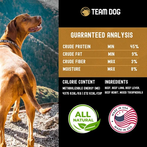 Vista 7 de Team Dog Golosinas para perros con corazón, pulmón e hígado de res, 5.4 onzas, sin gluten y sin granos