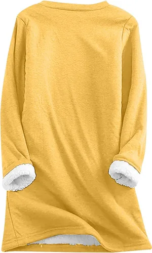 Vista 3 de Women's Fleece Sweatshirts Crewneck Sherpa Lined Warm Pullover Winter Sports Long Sleeve Thermal Underwear Tops