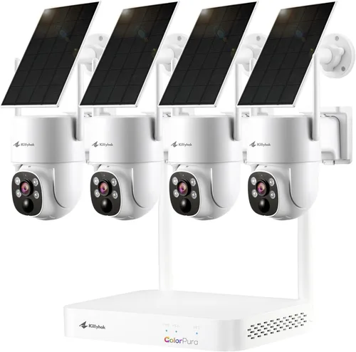 Vista 10 de Kittyhok Solar Wireless Security Camera System, 2K PTZ ColorPura Camera 4 Kit de levas