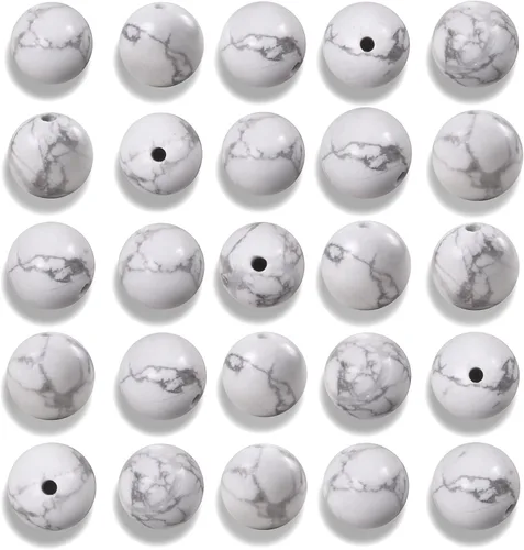 Vista 12 de 100 cuentas redondas sueltas de piedra turquesa natural de 0.236 pulgadas (0.236 in) para fabricación de joyas con cordón elástico de cristal