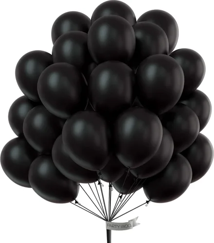 Vista 6 de PartyWoo 50 globos negros de 12 pulgadas y 50 globos blancos de 12 pulgadas