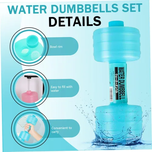 Vista 5 de Mancuerna portátil ajustable rellena de agua, 2 mancuernas de agua de 10 x 4 pulgadas, mancuernas rellenas de peso ajustable, accesorios de gimnasio