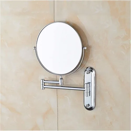 Vista 4 de DHAEY Wall-Mounted Makeup Mirror Stylish Bathroom Silver 6 Inch Makeup Mirror Folding Telescopic 5X Magnify Creative Beauty Mirror