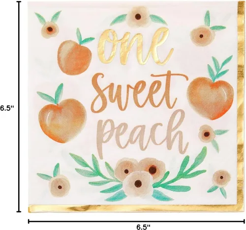 Vista 7 de Sparkle and Bash Servilletas de papel melocotón – 6.5 x 6.5 pulgadas, paquete de 50 unidades, 1 capa – Servilletas de diseño floral y borde dorado