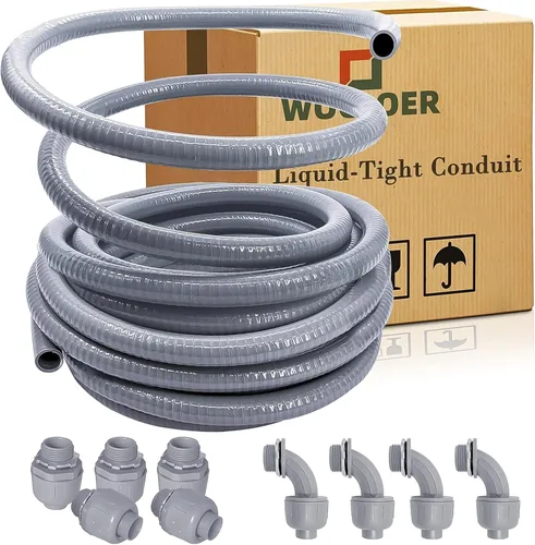 Vista 8 de Conducto hermético a líquidos, kit de conducto eléctrico flexible no metálico de 1/2 pulgada y 25 pies, con 4 conectores de conducto rectos y 3