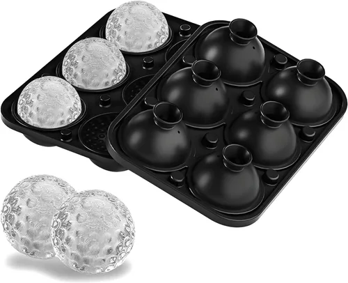 Vista 10 de Samuelworld - Gran molde para bolas de hielo con tapa, bolas de hielo de 6 x 2,5 pulgadas - Sin BPA, bandeja de hielo redonda de silicona fácil