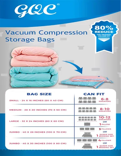 Vista 2 de Bolsas de almacenamiento al vacío, funciona con cualquier aspiradora, para almacenar ropa y ropa de cama, puede ahorrar espacio, sin polvo, mantener