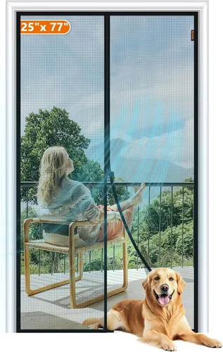 MAGZO Pantalla magnética para puerta de 25 x 77 pulgadas, tamaño de pantalla de 27 x 78 pulgadas, malla de imanes fuertes, red de fibra de vidrio