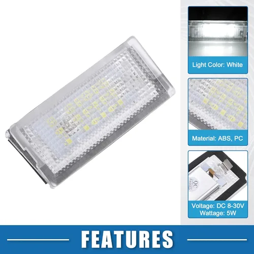 Vista 3 de Conjunto de luz LED blanca para placa de automóvil 6500K 51138236269 3528SMD para BMW 323i 328i E46 1999-2000 ABS transparente (juego de 2)