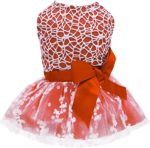 Vista 13 de CuteBone Vestido de cumpleaños para perro niña, falda de cachorro, tutú para gato, traje de boda, ropa de fiesta para mascotas para perros pequeños