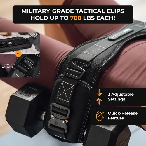 Vista 5 de JAB - Cinturón de empuje de cadera de alta calidad para mancuernas y pesas rusas (patentado), fortalece glúteos e isquiotibiales, resistente, cómodo