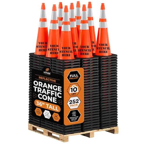 Vista 67 de Xpose Safety Conos de tráfico naranjas de 28 pulgadas con collares de 6 y 4 pulgadas, 1 paquete – Cono de seguridad de plástico PVC multiusos