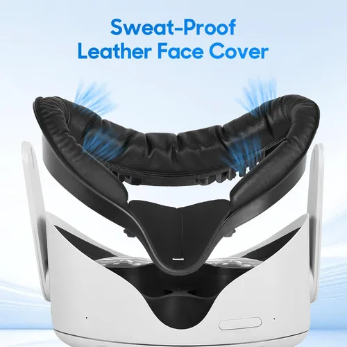 Vista 3 de TechKen Meta Quest 2 - Juego de 2 almohadillas faciales con disipación de calor de ventilación, soporte de espuma para la cara, accesorios VR
