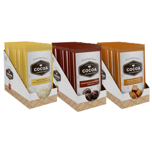 Vista 13 de Cocoa Classics Mezcla de Cacao Ártico Blanco, Chocolate Caliente, Hecho con Leche Sin Grasa, Solo Agrega Agua Caliente, Prepara Cacao Caliente