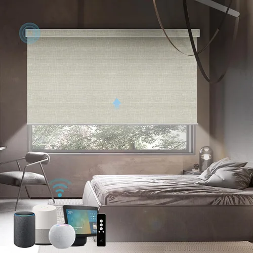 Vista 9 de SmartWings Persianas Motorizadas con Sombras para Ventana Control Remoto Funciona con Thread Apple Homekit Z-Wave Alexa 100% Blackout de Doble Cara