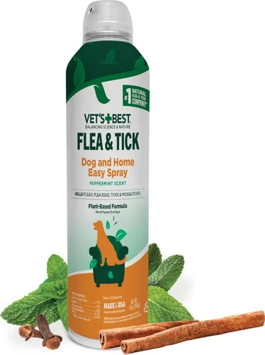 Vet's Best Spray natural para pulgas y garrapatas para el hogar, tratamiento de pulgas y garrapatas de perro para el hogar, prevención de pulgas y