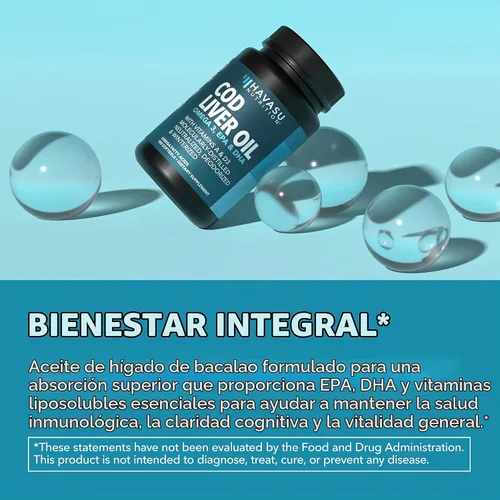 Vista 5 de Cápsulas blandas de aceite de hígado de bacalao, aceite de pescado Omega 3