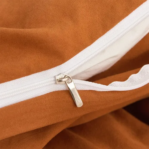 Vista 4 de Ropa de cama bohemia y elegante funda de edredón con flecos y borlas color liso 100 microfibra lavada ligera para todas las estaciones terracota