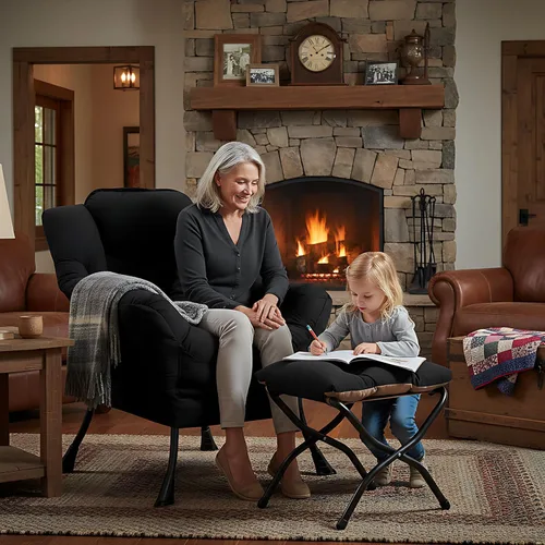 Vista 166 de Welnow Silla Lazy con otomana, moderna silla de descanso con reposabrazos y un bolsillo lateral, sillón para sofá de ocio, sillón de lectura