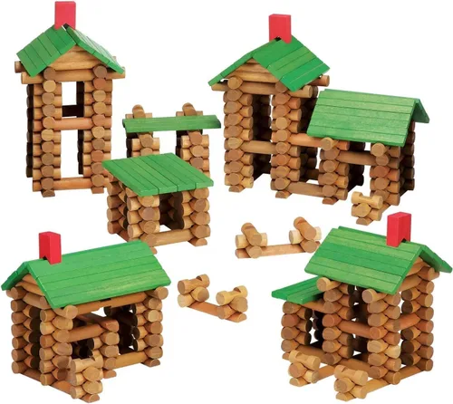 Vista 8 de SainSmart Jr. Juego de 300 piezas de cabaña de troncos de madera, juguete de construcción de casa para niños pequeños, kit de construcción clásico