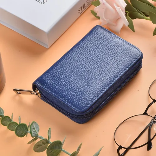 Vista 2 de Easyoulife billetera para tarjetas de crédito de cuero auténtico con espacio para 26 tarjetas