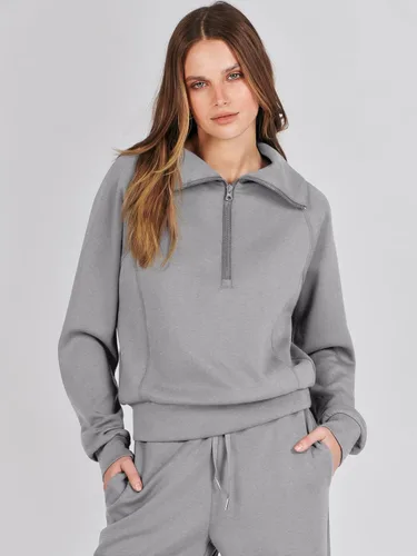 Vista 8 de Prinbara Conjunto deportivo de 2 piezas para mujer, para otoño, de gran tamaño, con media cremallera, sudadera de pierna ancha, conjunto de ropa