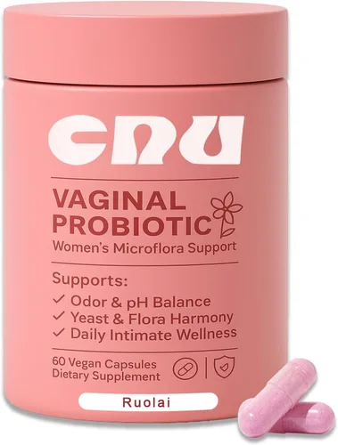 Ruolai Probióticos vaginales para mujer, equilibrio de pH y prebióticos con mezcla de Lactobacillus, promueve la flora vaginal saludable y el olor