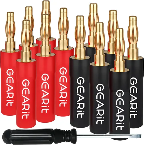 Vista 9 de GEARit Enchufes tipo banana de pin flexible para cable de altavoz (6 pares, 12 piezas), tipo clavija de conector de altavoz, chapado en oro de 24