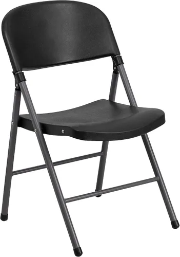 Vista 20 de Flash Furniture HERCULES Series - Silla plegable de plástico negro con marco de carbón y capacidad de 330 libras