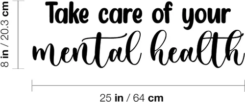 Vista 3 de Calcomanía de vinilo para pared, cuida tu salud mental, 8 x 25 pulgadas, calcomanía moderna inspiradora con cita de optimismo para el hogar