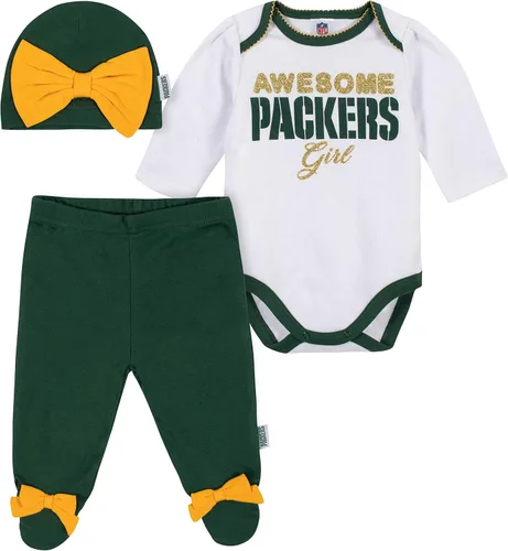 Vista 23 de NFL Conjunto de enterizo, pantalón con pies y gorro de 3 piezas para bebé niña