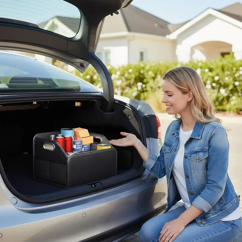 Vista 2 de Car Trunk Organizer SUV Foldable Multi-Compartment Storage,Large Trunk Organizer Car Storage Box for SUV RV Sedan Automotive Vehicle Accessories