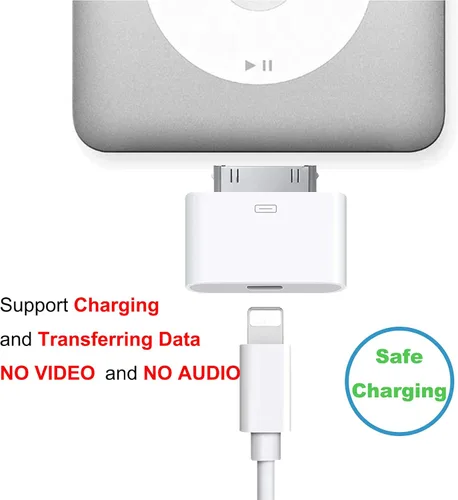 Vista 4 de rosyclo Adaptador de 30 pines a Lightning, certificado MFi de 8 pines hembra a 30 pines macho, convertidor de sincronización de carga para iPhone