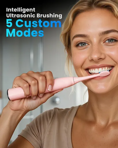 Vista 7 de Onlyone Cepillo de dientes eléctrico sónico para adultos, cepillo de dientes eléctrico ultrasónico recargable con 8 cabezales de cepillo, funda