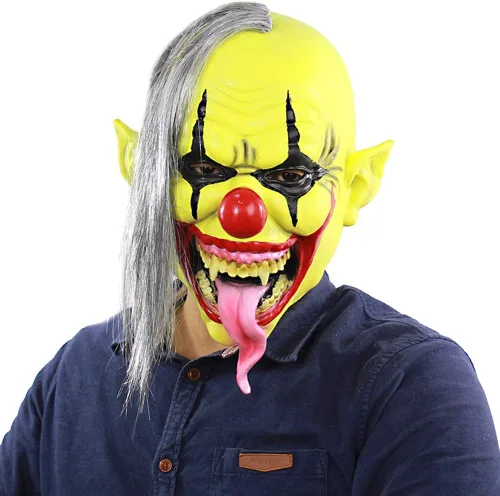 SIQITECHNO Máscara de payaso verde con pelo, máscara de miedo de Halloween, disfraz de terror, accesorios de fiesta