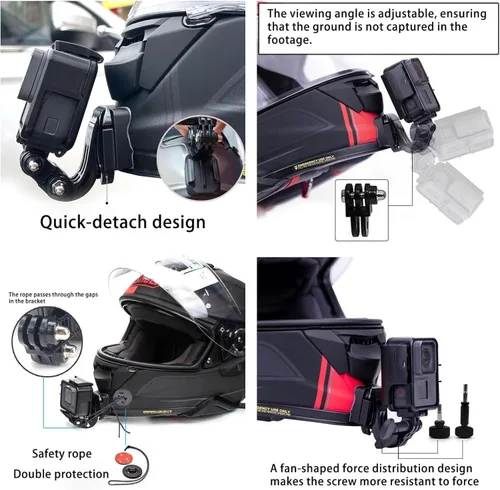 Vista 5 de AGV K1S - Kit de montaje de barbilla hecho para casco K1 S, kit de montaje de cámara de fibra de carbono, soporte de cámara ajustable compatible