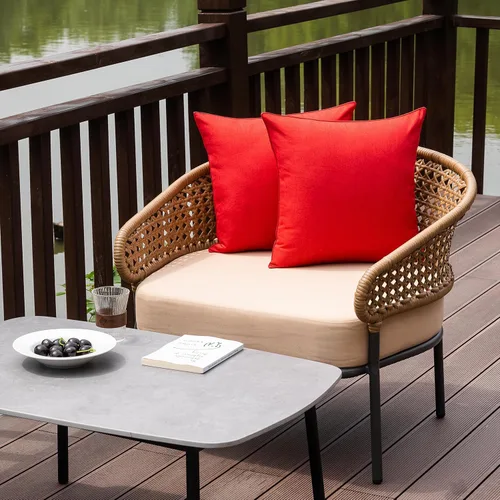 Vista 5 de NiNi ALL - Juego de 2 fundas de almohada impermeables para exteriores, decorativas, para casa de campo, jardín, patio, tienda de campaña, sofá