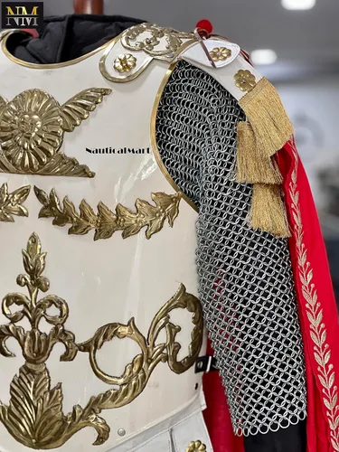 Vista 4 de Blanco Medieval Romano Musculo Coraza Armadura Caballero Pectoral LARP Armadura Disfraz de Halloween, Blanco