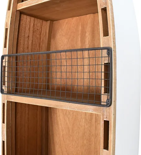 Vista 8 de Decoración de barco de madera con cajón de estante colgante de madera para pared, decoración rústica náutica de pie para barcos de pie, decoración