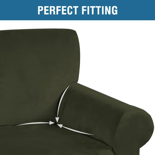 Vista 25 de H.VERSAILTEX Fundas de terciopelo elástico para sofá biplaza de 2 cojines para sala de estar, fundas de sofá con correas antideslizantes, terciopelo