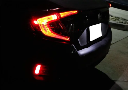 Vista 7 de iJDMTOY Luces LED de reflector para parachoques de lente roja 54-SMD Compatible con Honda Civic Sedán/Coupé 2016-2021, función como luces de cola