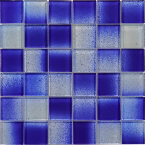 5 hojas de mosaico de vidrio para salpicaduras de cocina, piscina, etc., colección Aqua, cuadrado de 2 x 2 pulgadas, 12 x 12 x 5/16 (juego de 5