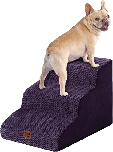 Vista 43 de EHEYCIGA Rampa de escaleras curvadas para perros pequeños de 15.7 pulgadas de alto, escalones para perros de 3 escalones para sofá y silla