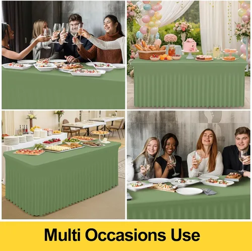Vista 33 de Smiry Mantel de Spandex, Mantel Elástico Ajustable Extensible para Mesas Rectangulares de 6 Pies, Falda Cubierta de Mesa Impermeable y Lavable