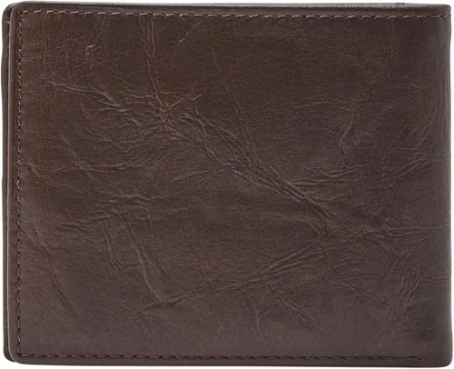 Vista 4 de Fossil Billetera plegable de cuero para hombre con ventana de identificación abatible para hombres, Neel Brown