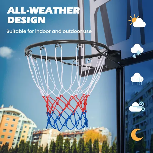 Vista 4 de GYMAX Llanta de baloncesto, repuesto de borde de baloncesto de 15/18 pulgadas con red para todo tipo de clima, aro de baloncesto de repuesto